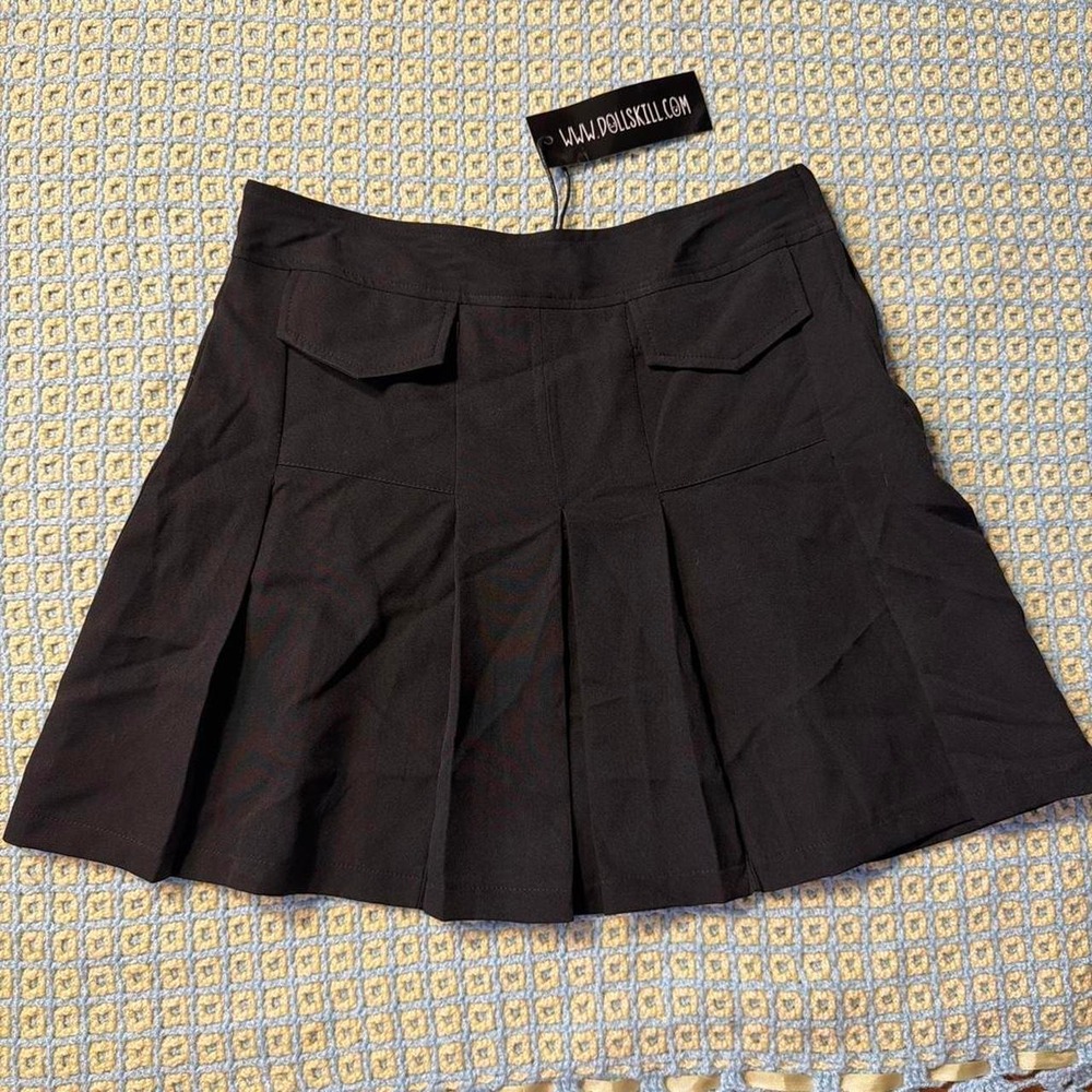 Current Mood Dolls Kill Black Pleated Mini Skirt Mid Rise Goth Alt Medium